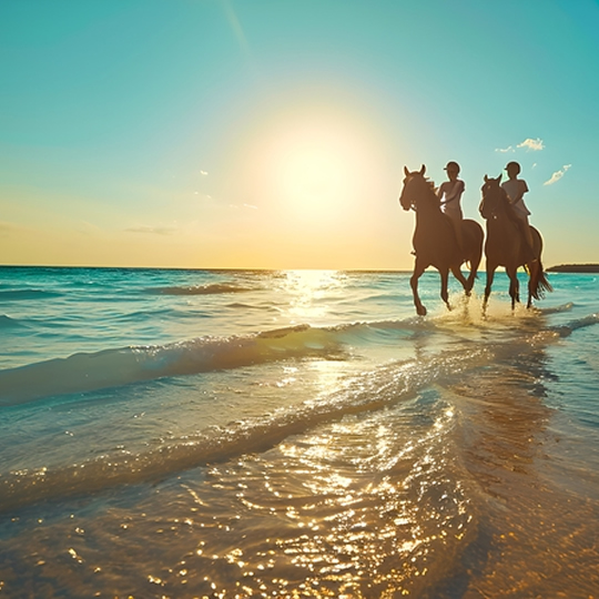 horses on beach